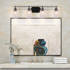 Odyssey Four Light Bath Bar in Matte Black with 4" Clear Bubble Shade