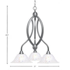 Bow Three Light Chandelier in Brushed Nickel with 10" Frosted Crystal Shade