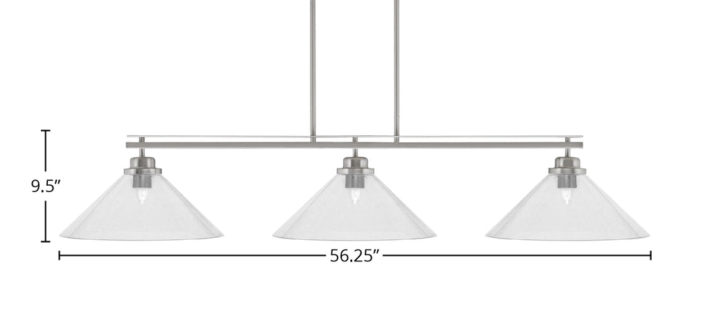 Odyssey Three Light Bar in Brushed Nickel with 16" Clear Bubble Shade