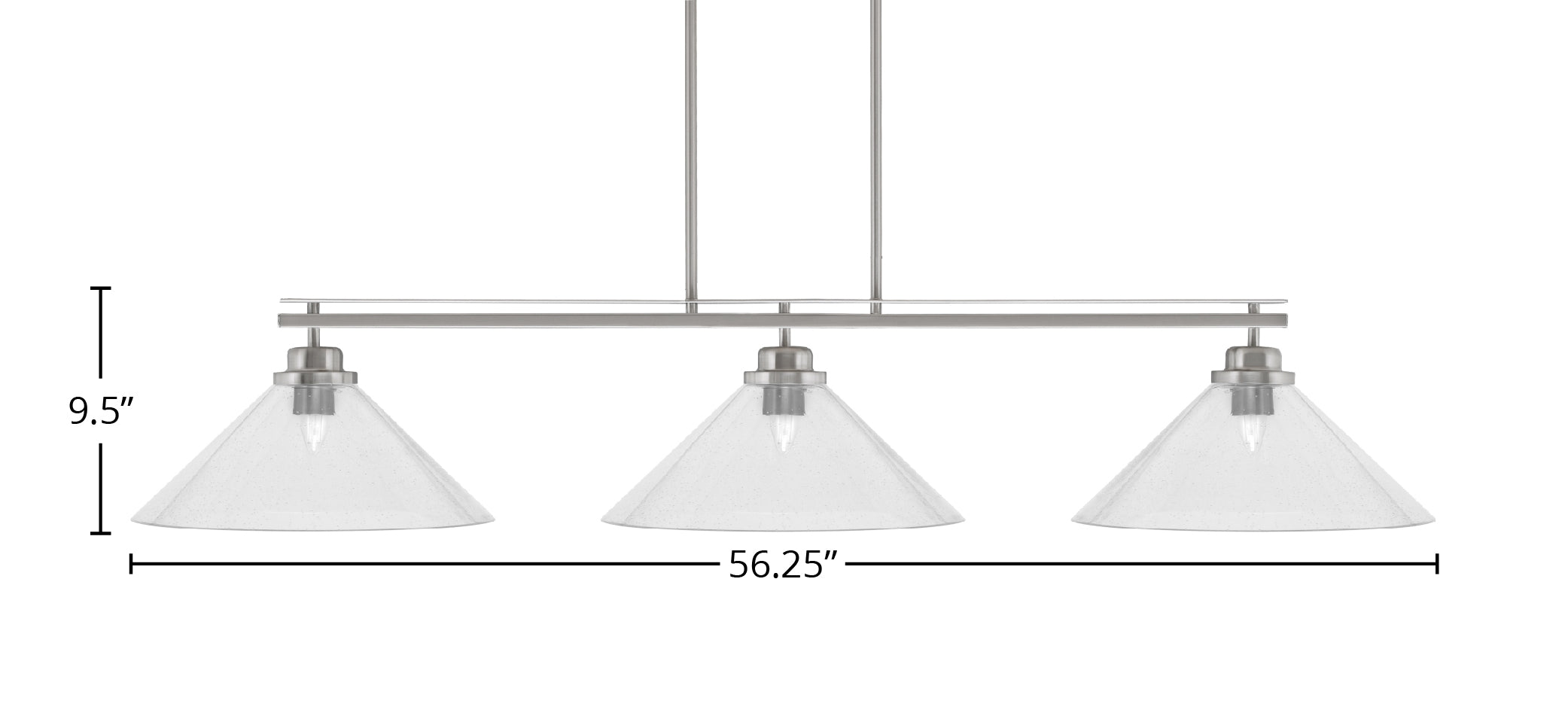 Odyssey Three Light Bar in Brushed Nickel with 16" Clear Bubble Shade