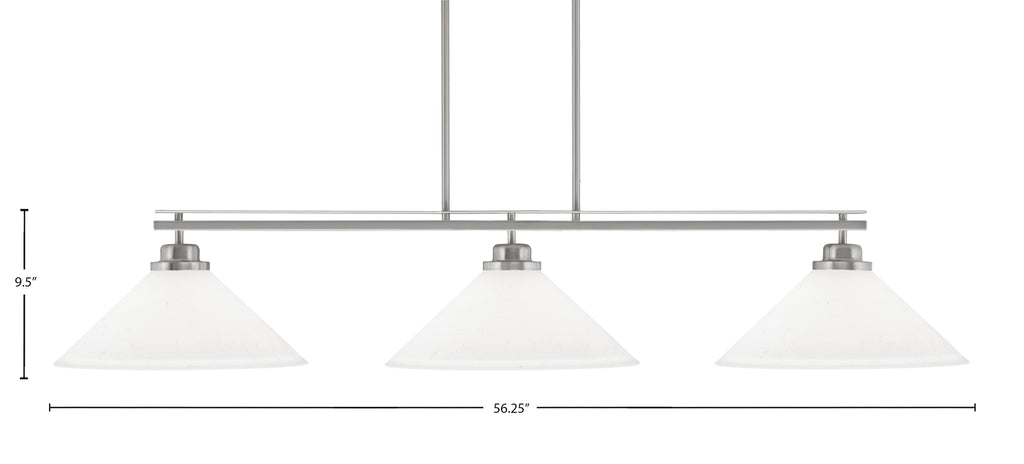 Odyssey Three Light Bar in Brushed Nickel with 16" White Muslin Shade