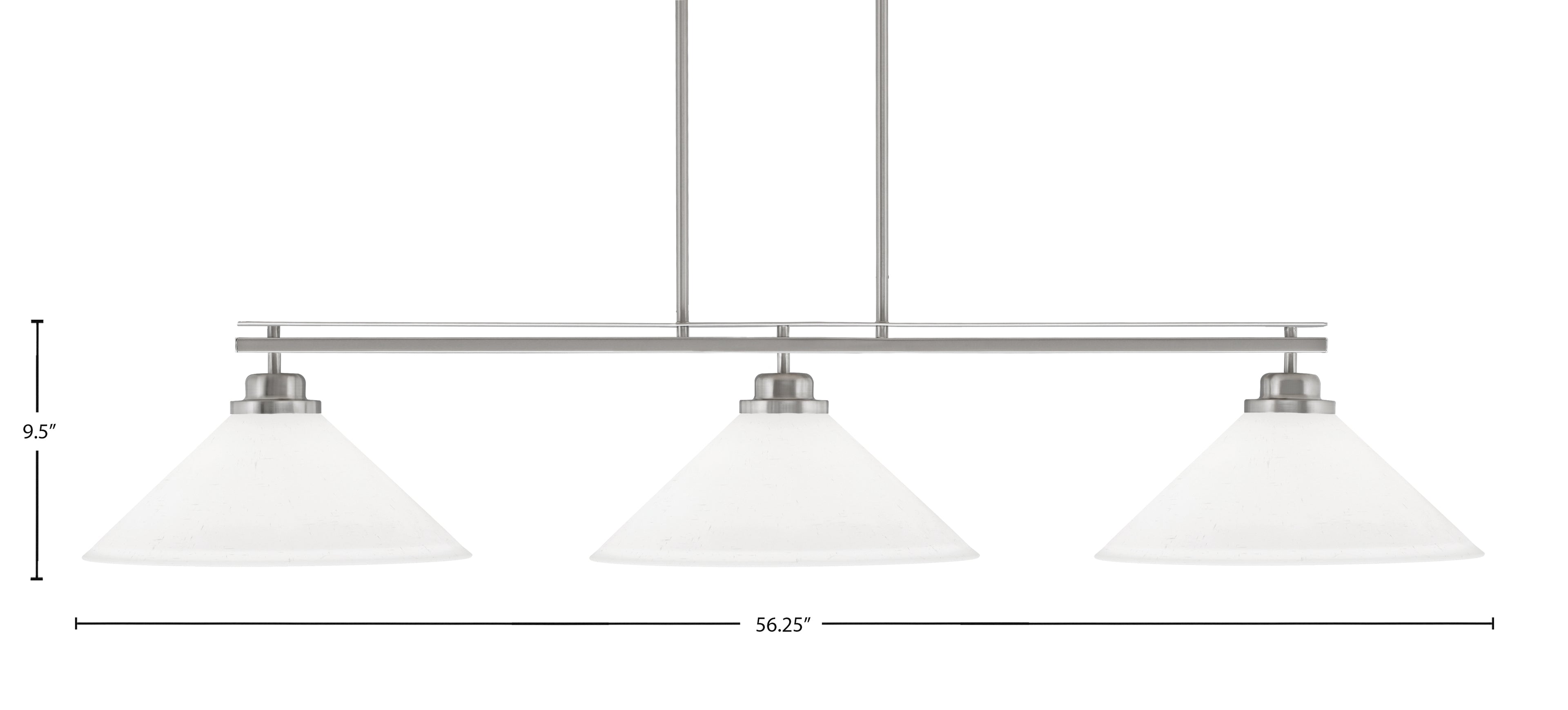 Odyssey Three Light Bar in Brushed Nickel with 16" White Muslin Shade
