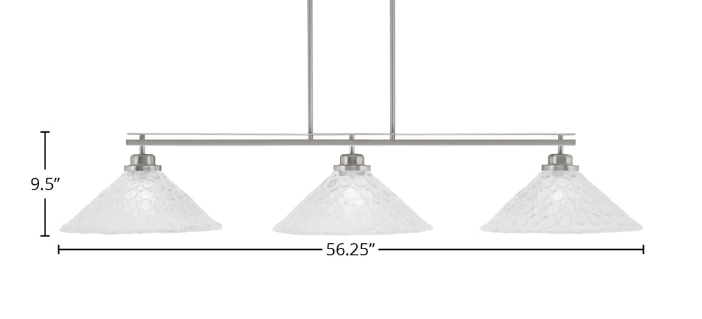 Odyssey Three Light Bar in Brushed Nickel with 16" Italian Bubble Shade