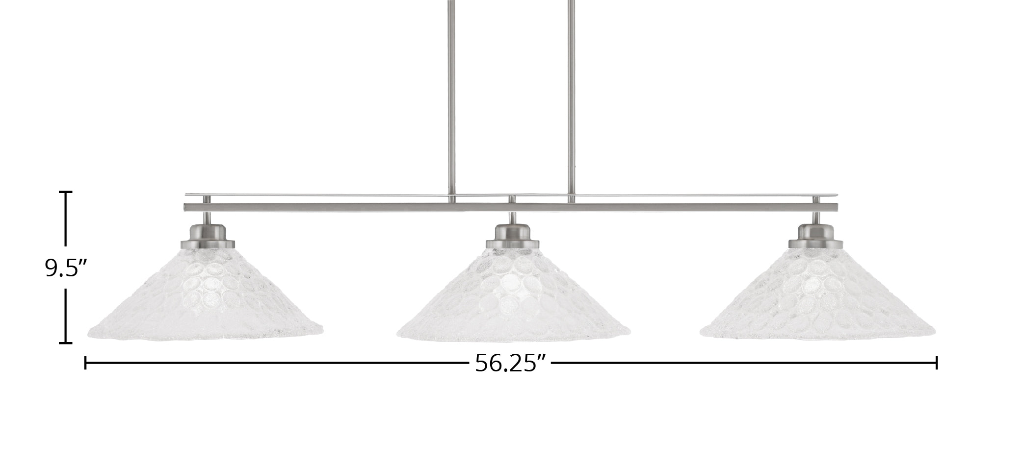 Odyssey Three Light Bar in Brushed Nickel with 16" Italian Bubble Shade