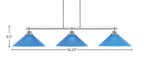 Odyssey Three Light Bar in Brushed Nickel with 16" Blue Italian Shade