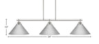 Odyssey Three Light Bar in Brushed Nickel with 14" Brushed Nickel Cone Metal Shade Shade