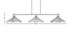 Odyssey Three Light Bar in Brushed Nickel with 14" Brushed Nickel Cone Metal Shade Shade