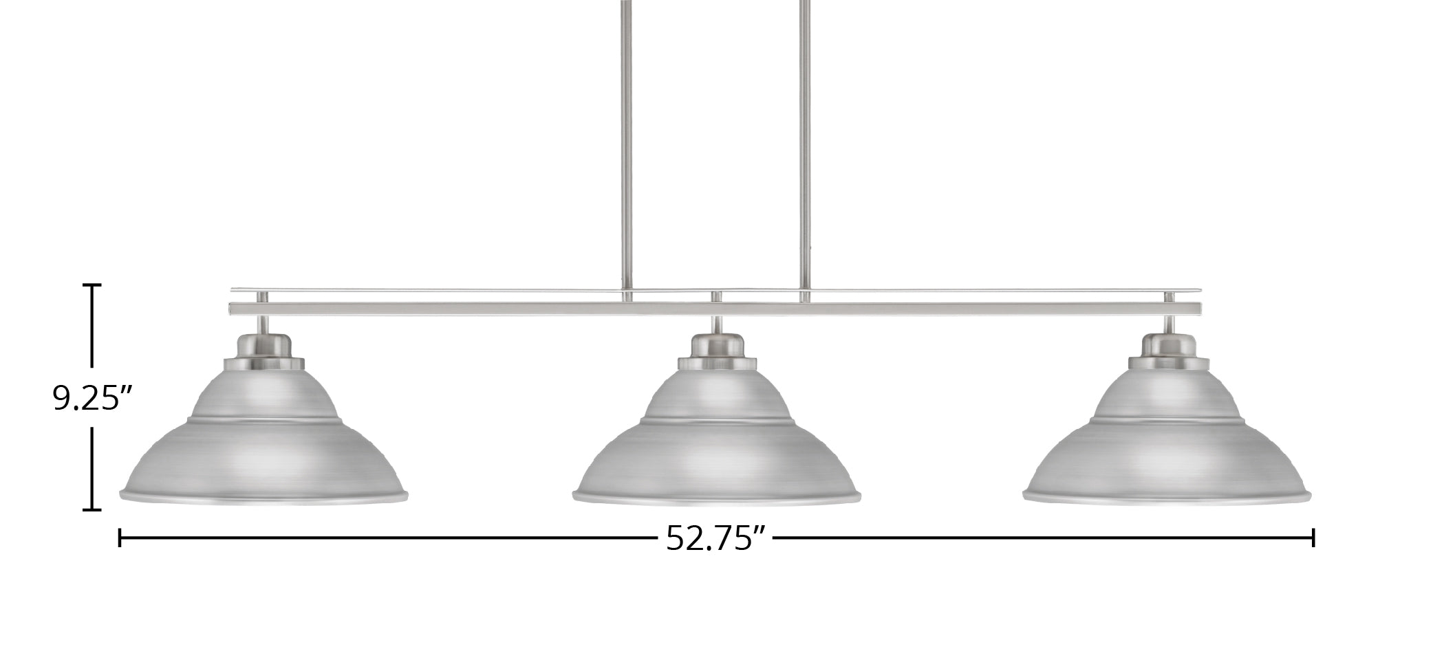 Odyssey Three Light Bar in Brushed Nickel with 13" Brushed Nickel Double Bubble Metal Shade Shade