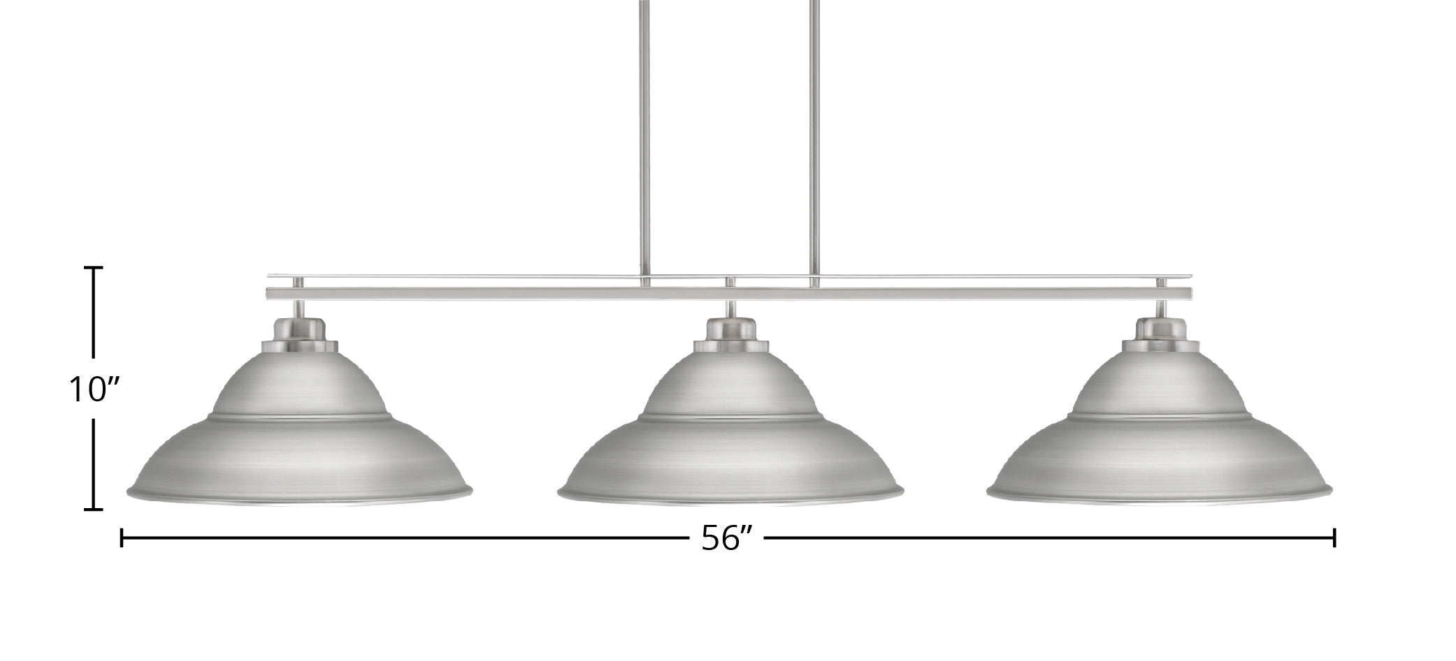 Odyssey Three Light Bar in Brushed Nickel with 16" Brushed Nickel Double Bubble Metal Shade Shade