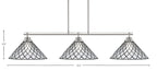 Odyssey Three Light Island Pendant in Brushed Nickel with 16" Diamond Ice Art Glass Shade