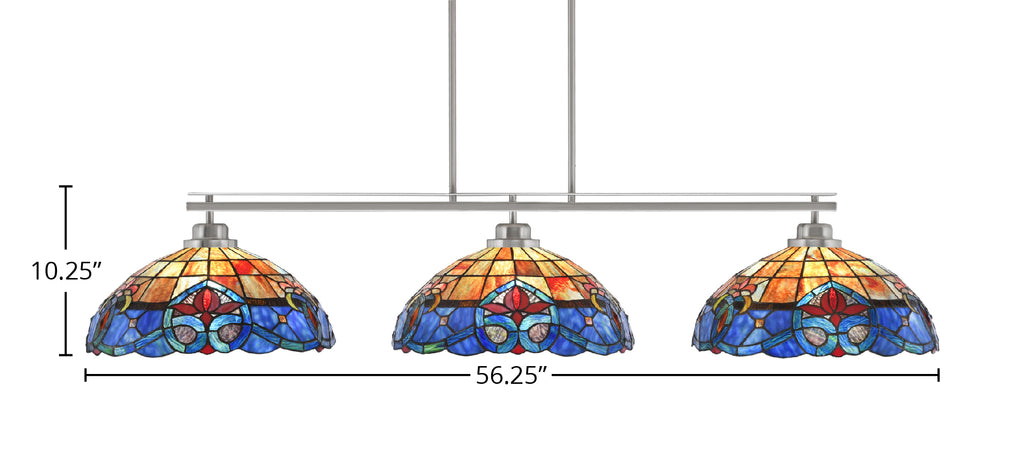 Odyssey Three Light Bar in Brushed Nickel with 16" Sierra Art Glass Shade