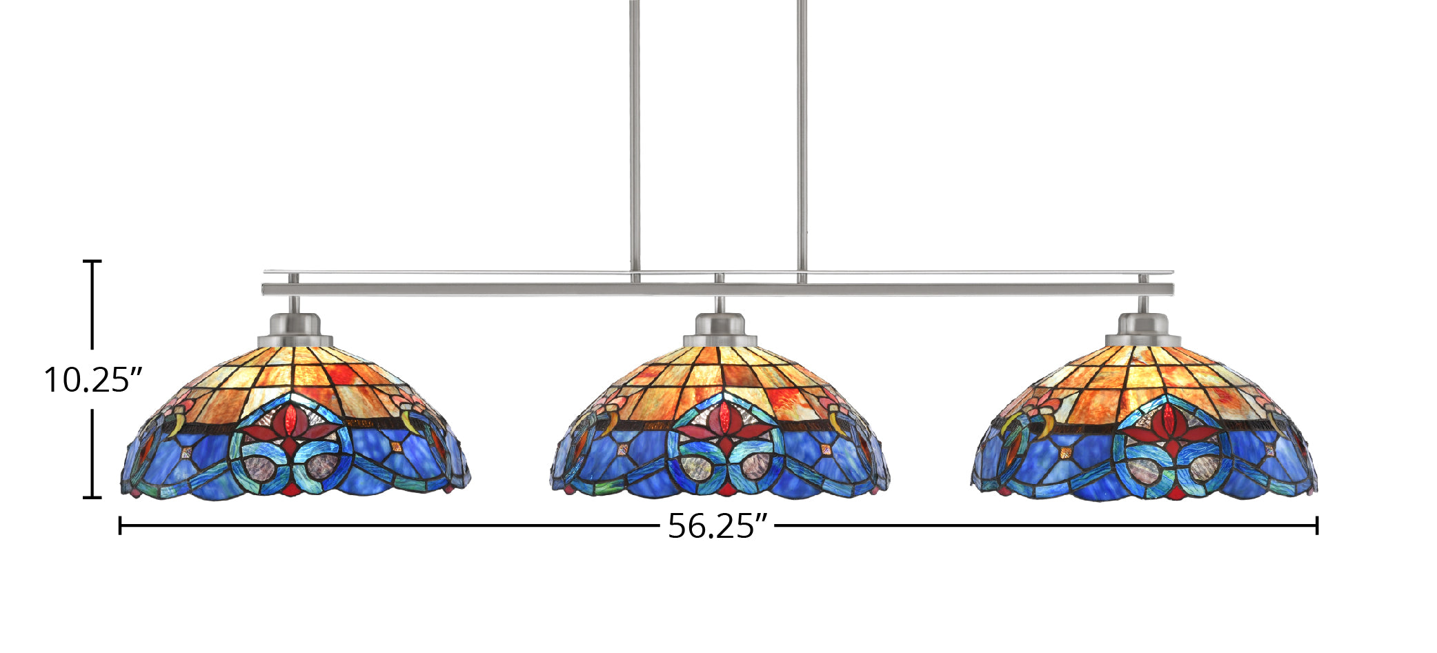 Odyssey Three Light Bar in Brushed Nickel with 16" Sierra Art Glass Shade