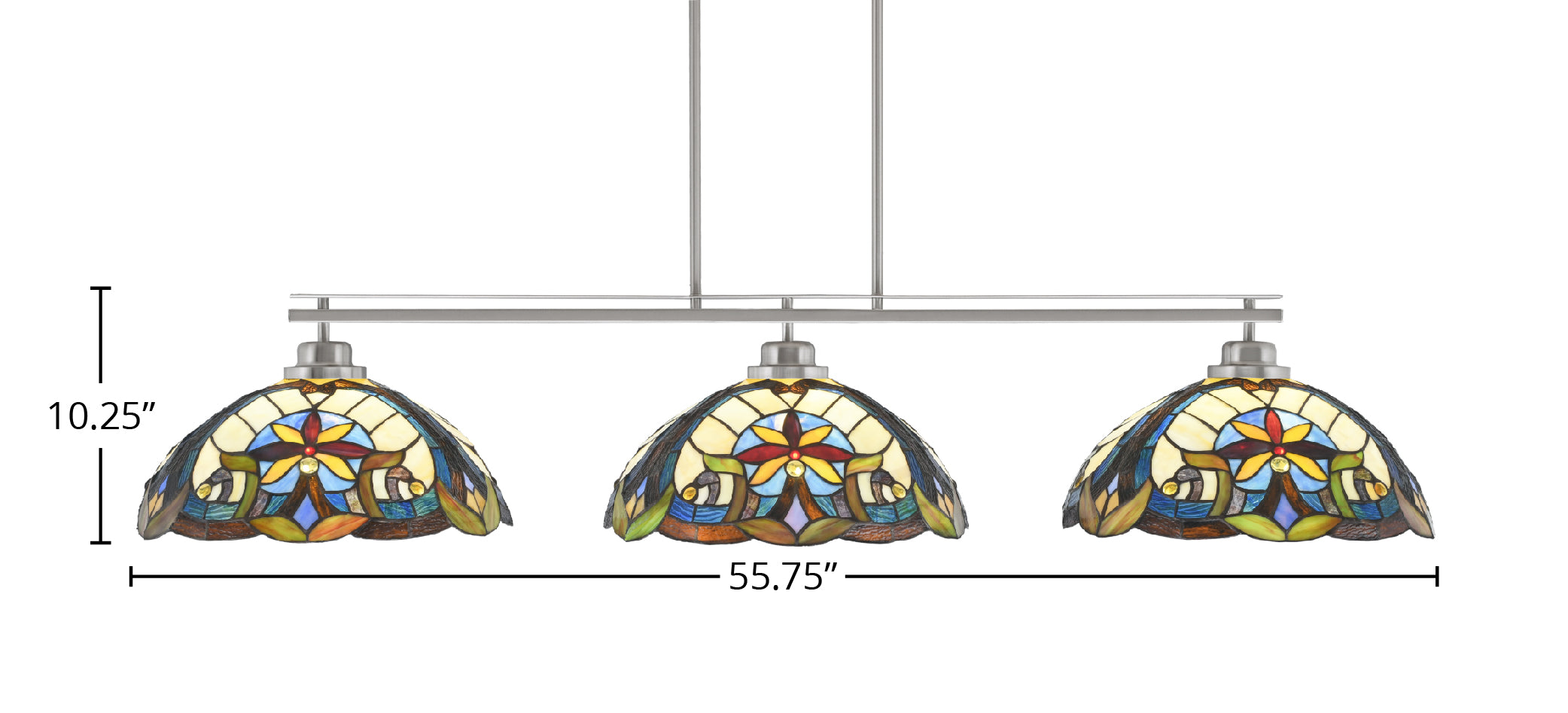 Odyssey Three Light Bar in Brushed Nickel with 16" Earth Star Art Glass Shade