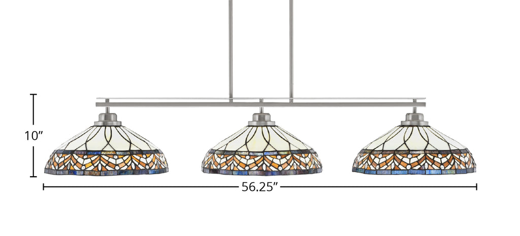 Odyssey Three Light Bar in Brushed Nickel with 16" Royal Merlot Art Glass Shade