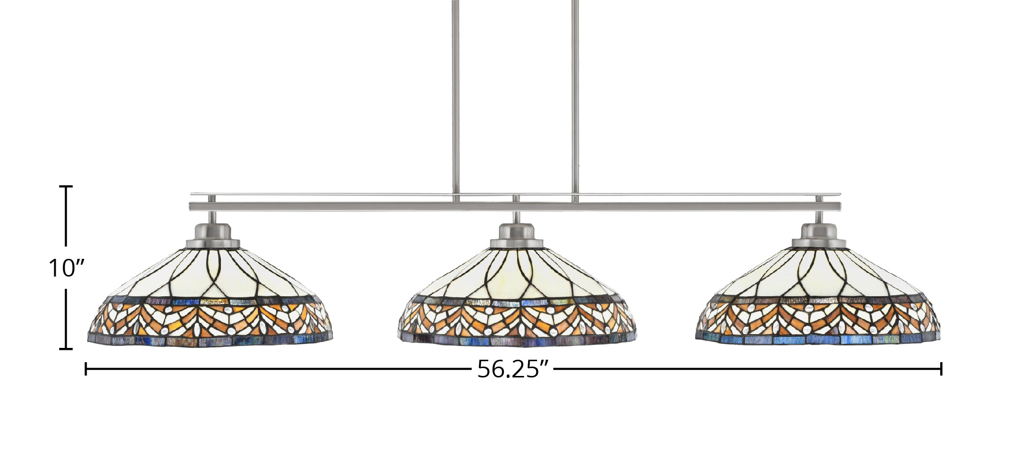 Odyssey Three Light Bar in Brushed Nickel with 16" Royal Merlot Art Glass Shade