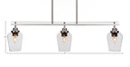 Odyssey Three Light Island Pendant in Brushed Nickel with 5" Clear Bubble Shade