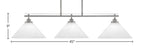 Odyssey Three Light Island Pendant in Brushed Nickel with 12" White Marble Shade