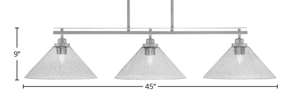 Odyssey Three Light Island Pendant in Brushed Nickel with 12" Smoke Bubble Shade