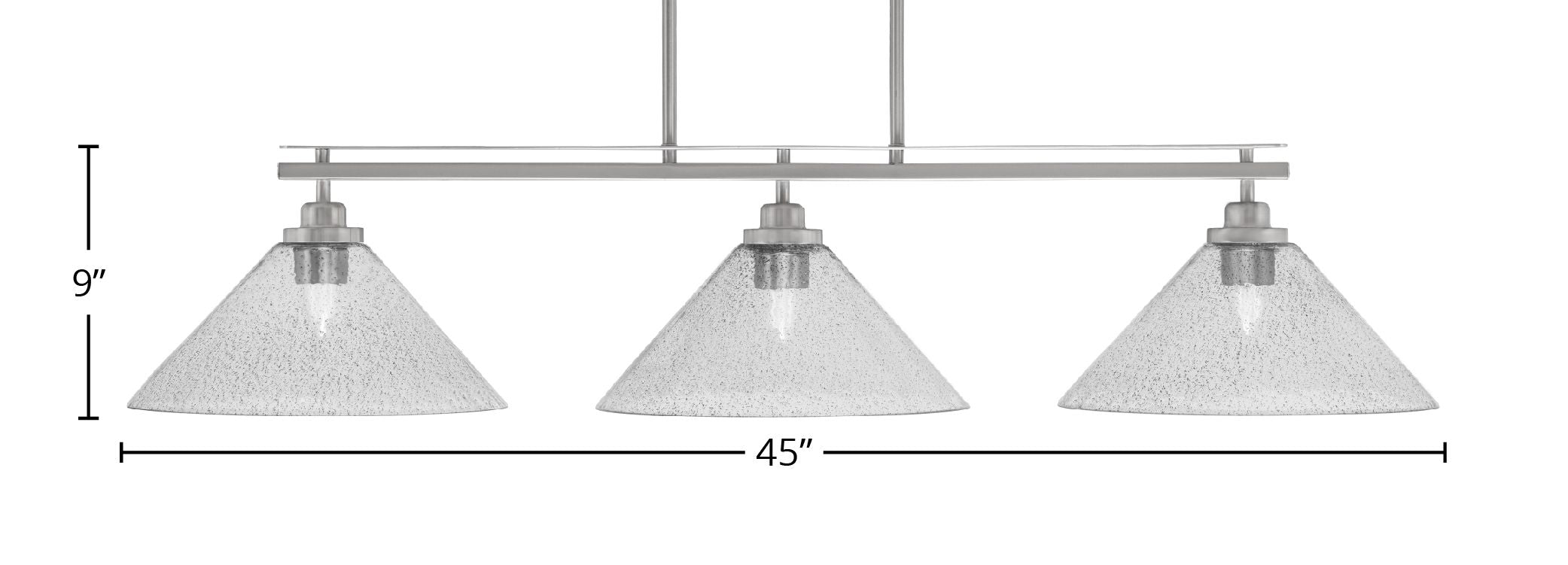 Odyssey Three Light Island Pendant in Brushed Nickel with 12" Smoke Bubble Shade