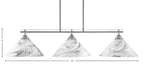 Odyssey Three Light Island Pendant in Brushed Nickel with 12" Onyx Swirl Shade