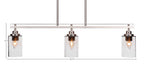 Odyssey Three Light Island Pendant in Brushed Nickel with 4" Clear Bubble Shade