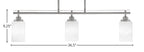 Odyssey Three Light Island Pendant in Brushed Nickel with 4" White Marble Shade
