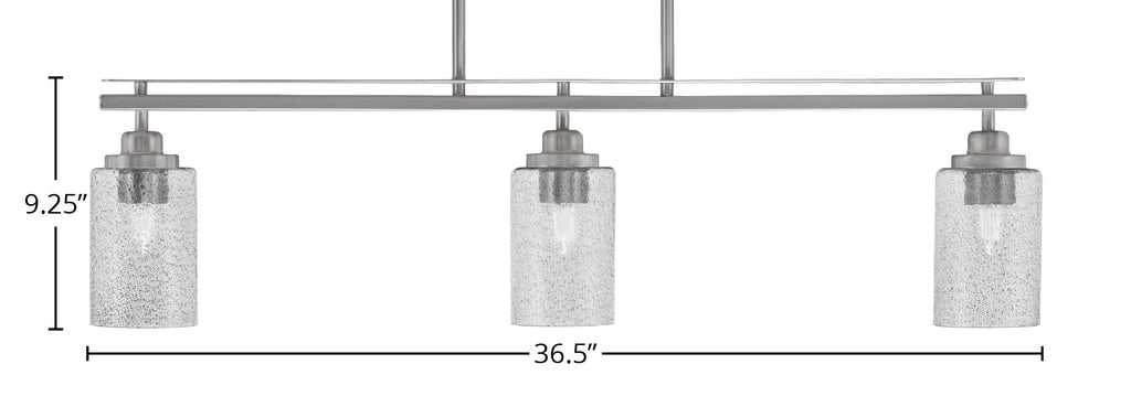 Odyssey Three Light Island Pendant in Brushed Nickel with 4" Smoke Bubble Shade