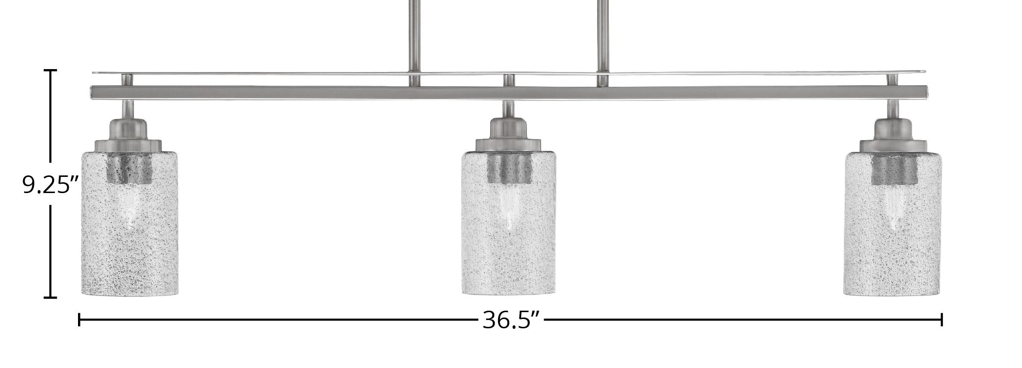 Odyssey Three Light Island Pendant in Brushed Nickel with 4" Smoke Bubble Shade