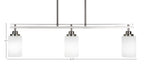 Odyssey Three Light Island Pendant in Brushed Nickel with 4" White Muslin Shade