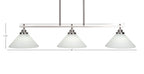 Odyssey Three Light Island Pendant in Brushed Nickel with 10" White Muslin Shade