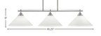 Odyssey Three Light Island Pendant in Brushed Nickel with 12" White Muslin Shade