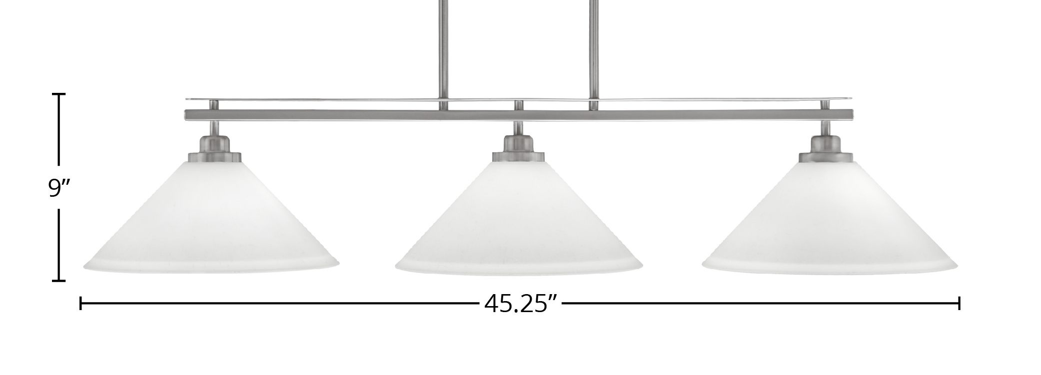 Odyssey Three Light Island Pendant in Brushed Nickel with 12" White Muslin Shade