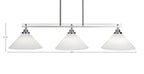 Odyssey Three Light Island Pendant in Brushed Nickel with 12" White Matrix Shade