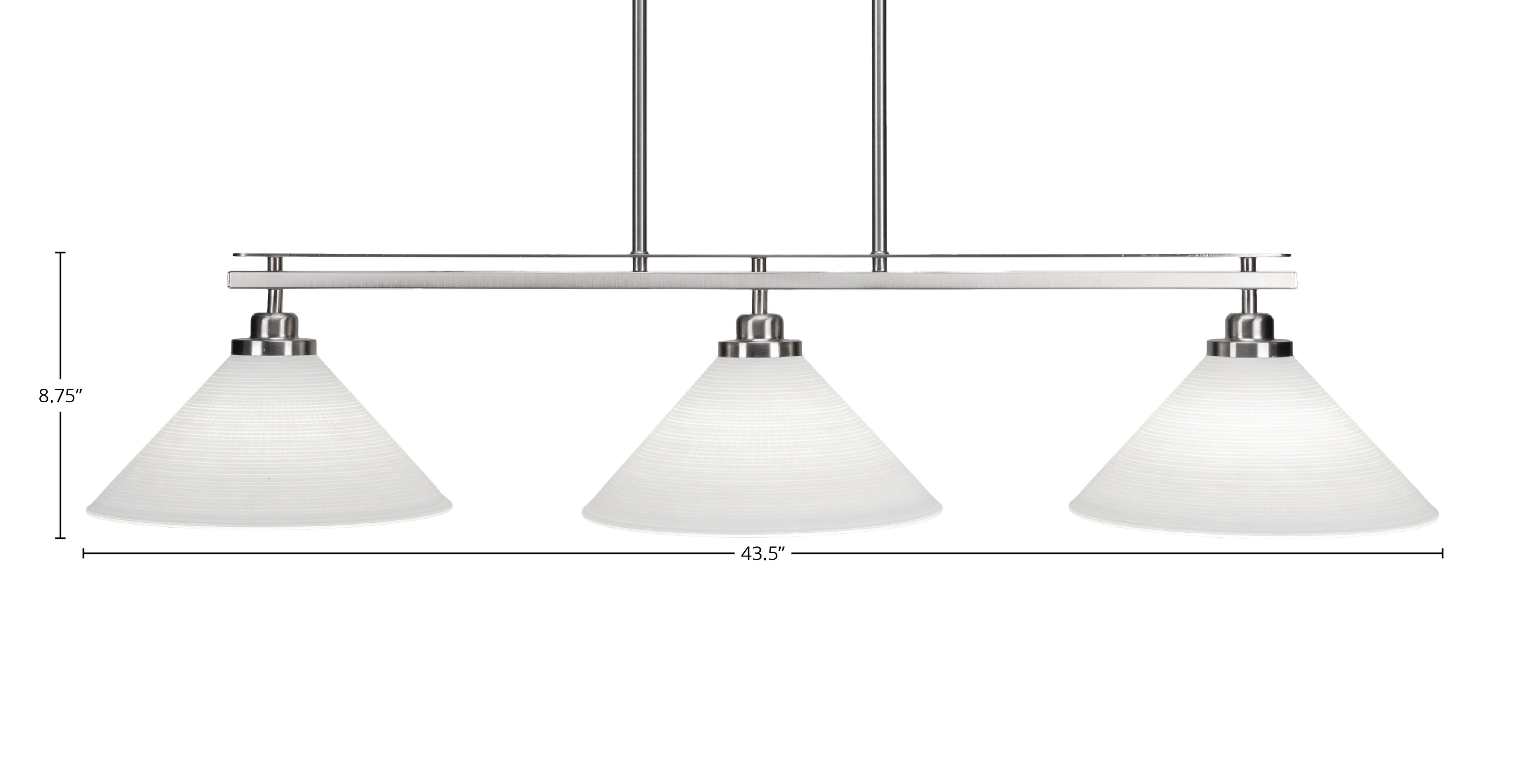 Odyssey Three Light Island Pendant in Brushed Nickel with 12" White Matrix Shade