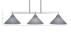Odyssey Three Light Island Pendant in Brushed Nickel with 12" Gray Matrix Shade