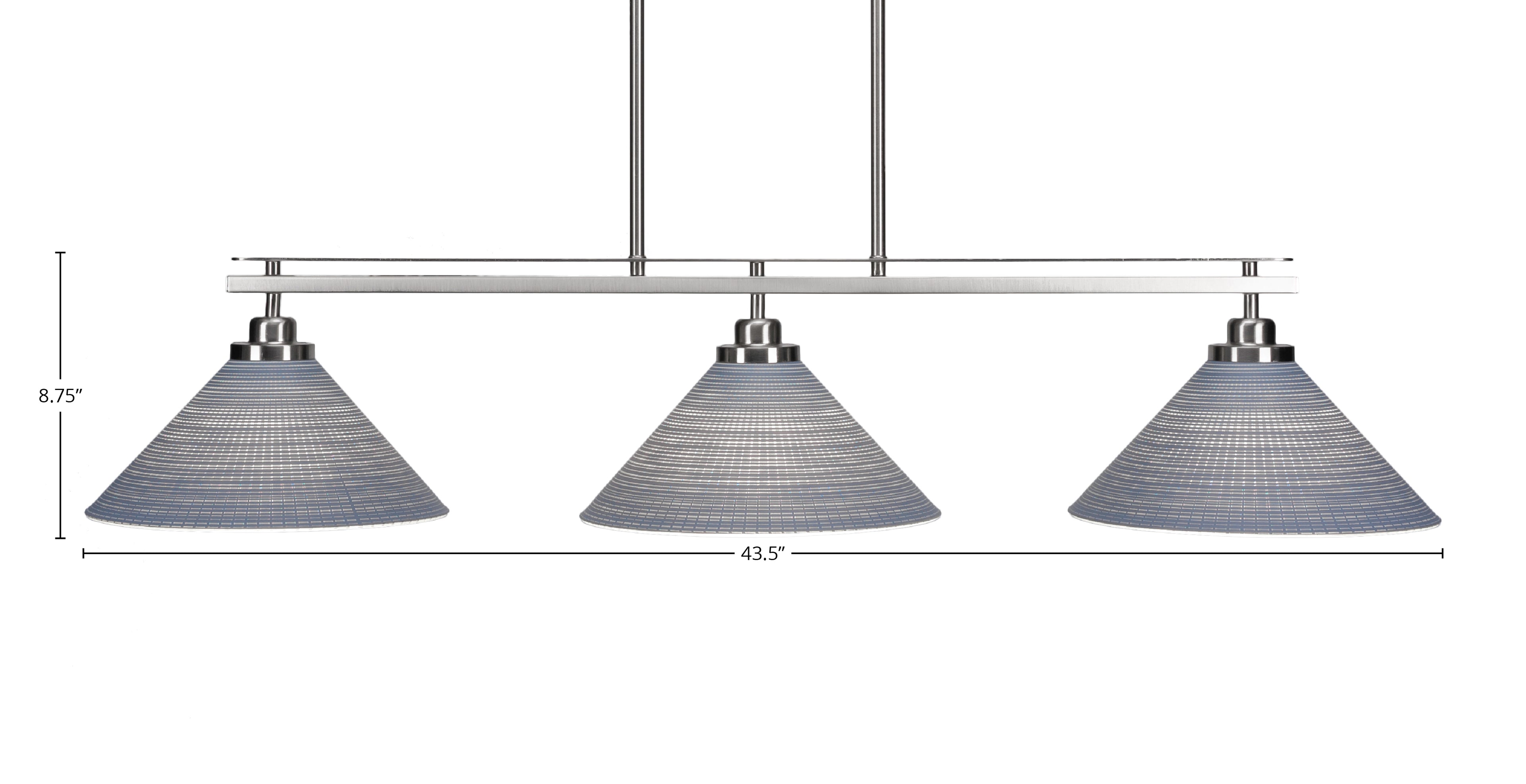 Odyssey Three Light Island Pendant in Brushed Nickel with 12" Gray Matrix Shade