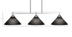 Odyssey Three Light Island Pendant in Brushed Nickel with 12" Black Matrix Shade