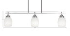 Odyssey Three Light Island Pendant in Brushed Nickel with 5" White Matrix Shade