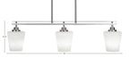 Odyssey Three Light Island Pendant in Brushed Nickel with 6" White Matrix Shade