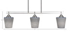 Odyssey Three Light Island Pendant in Brushed Nickel with 6" Gray Matrix Shade