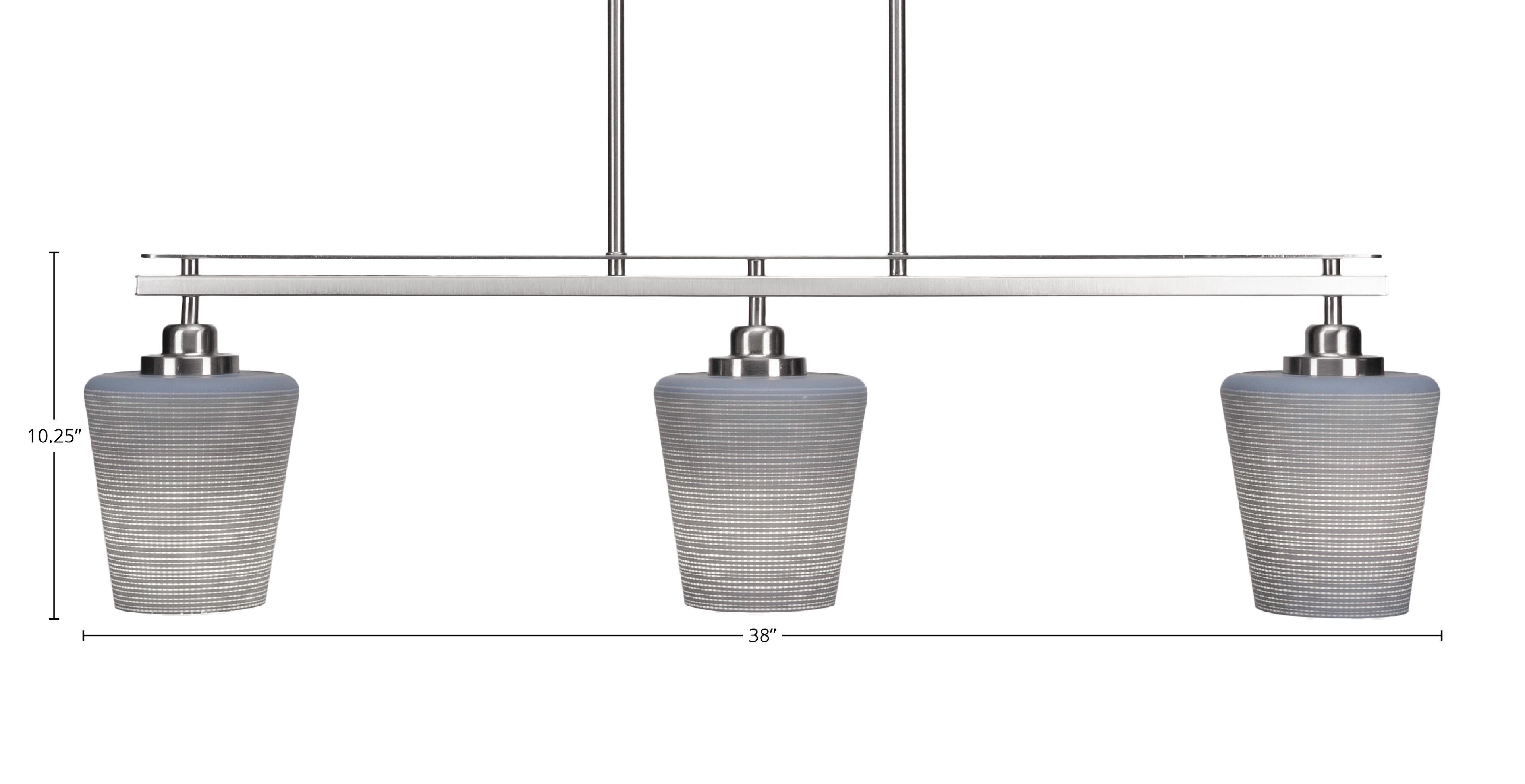 Odyssey Three Light Island Pendant in Brushed Nickel with 6" Gray Matrix Shade