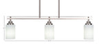 Odyssey Three Light Island Pendant in Brushed Nickel with 4" White Matrix Shade