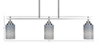 Odyssey Three Light Island Pendant in Brushed Nickel with 4" Gray Matrix Shade