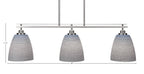 Odyssey Three Light Island Pendant in Brushed Nickel with 8" Gray Matrix Shade