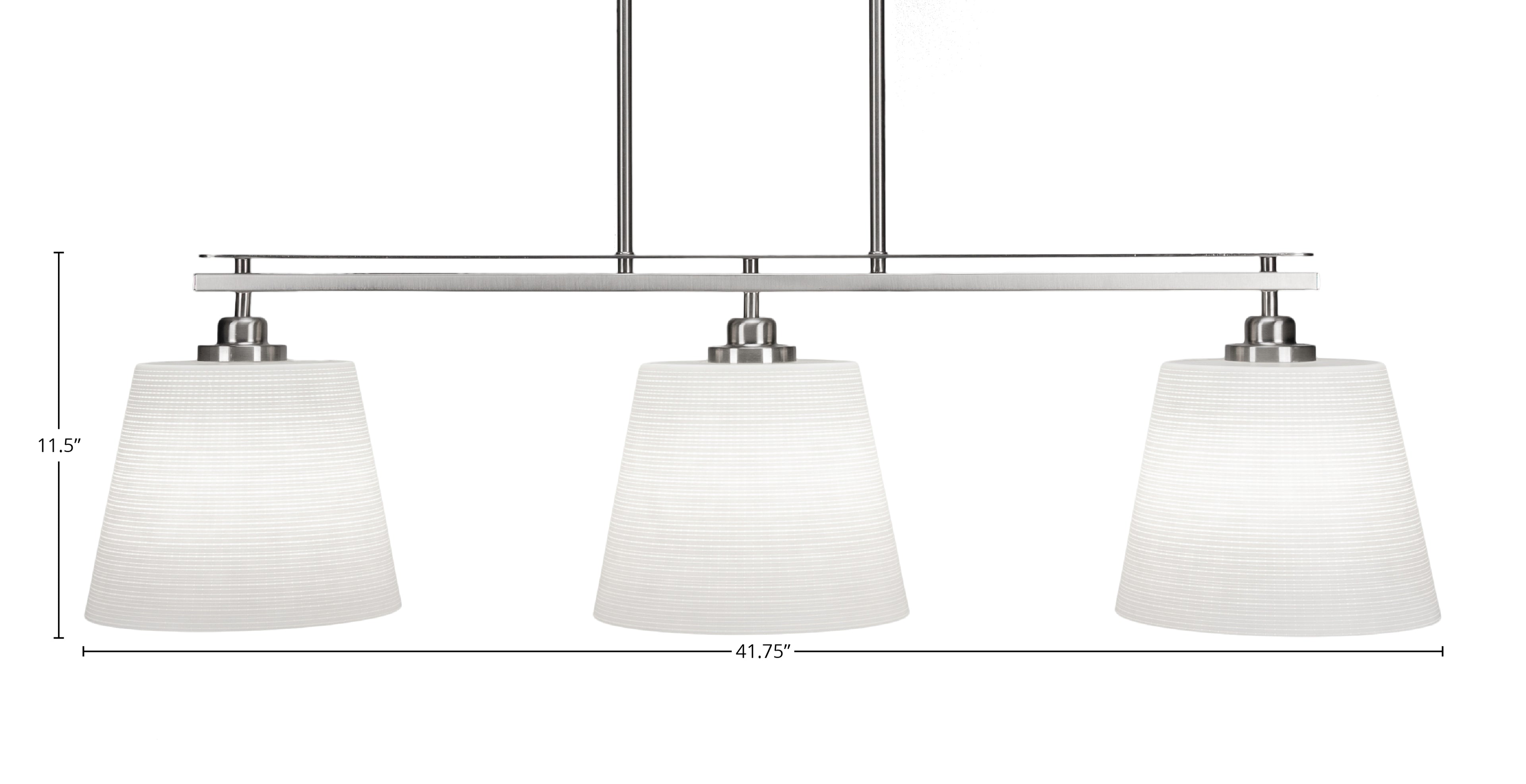 Odyssey Three Light Island Pendant in Brushed Nickel with 10" White Matrix Shade