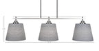 Odyssey Three Light Island Pendant in Brushed Nickel with 10" Gray Matrix Shade