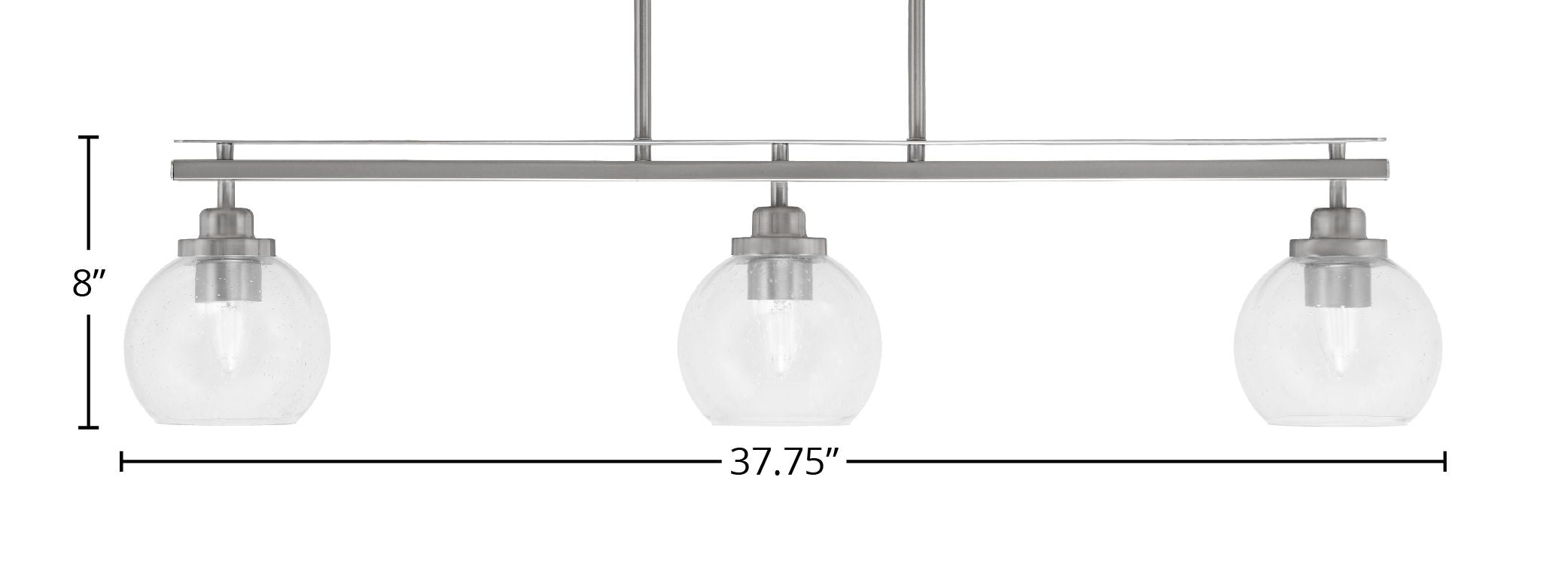 Odyssey Three Light Island Pendant in Brushed Nickel with 5.75" Clear Bubble Shade