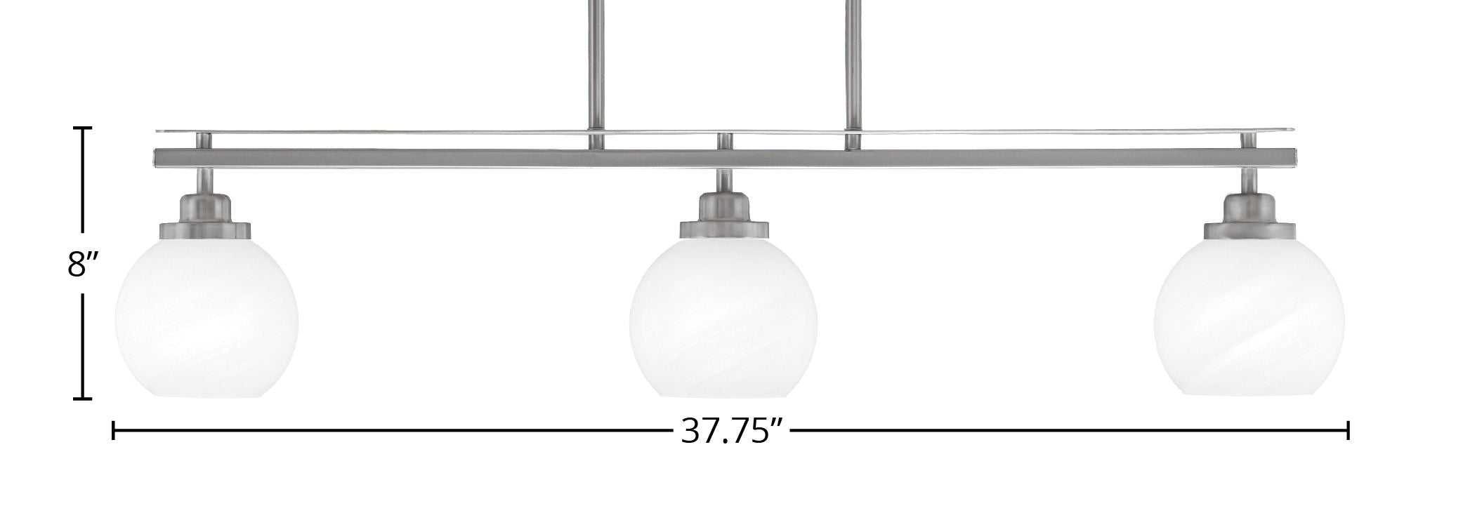 Odyssey Three Light Island Pendant in Brushed Nickel with 5.75" White Marble Shade
