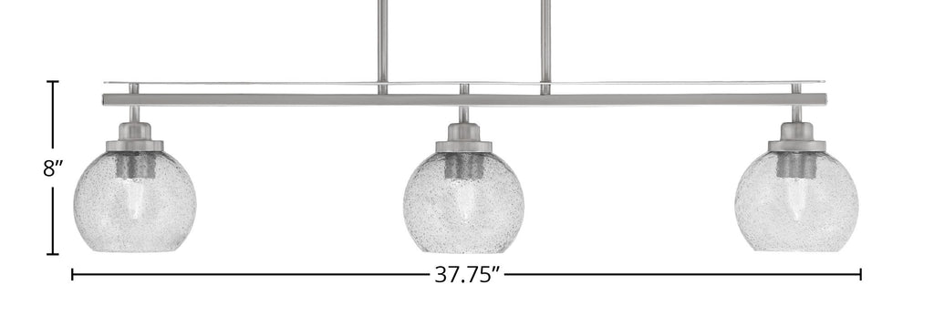 Odyssey Three Light Island Pendant in Brushed Nickel with 5.75" Smoke Bubble Shade