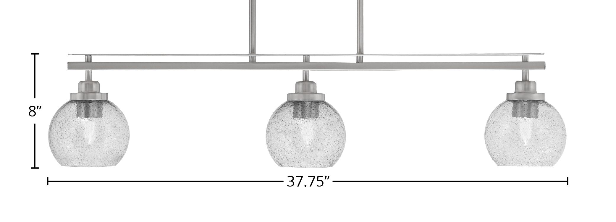 Odyssey Three Light Island Pendant in Brushed Nickel with 5.75" Smoke Bubble Shade